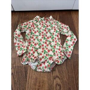 Baby Boden Toddler Girls Size 2-3 Ruffle One Piece Swimsuit Strawberry